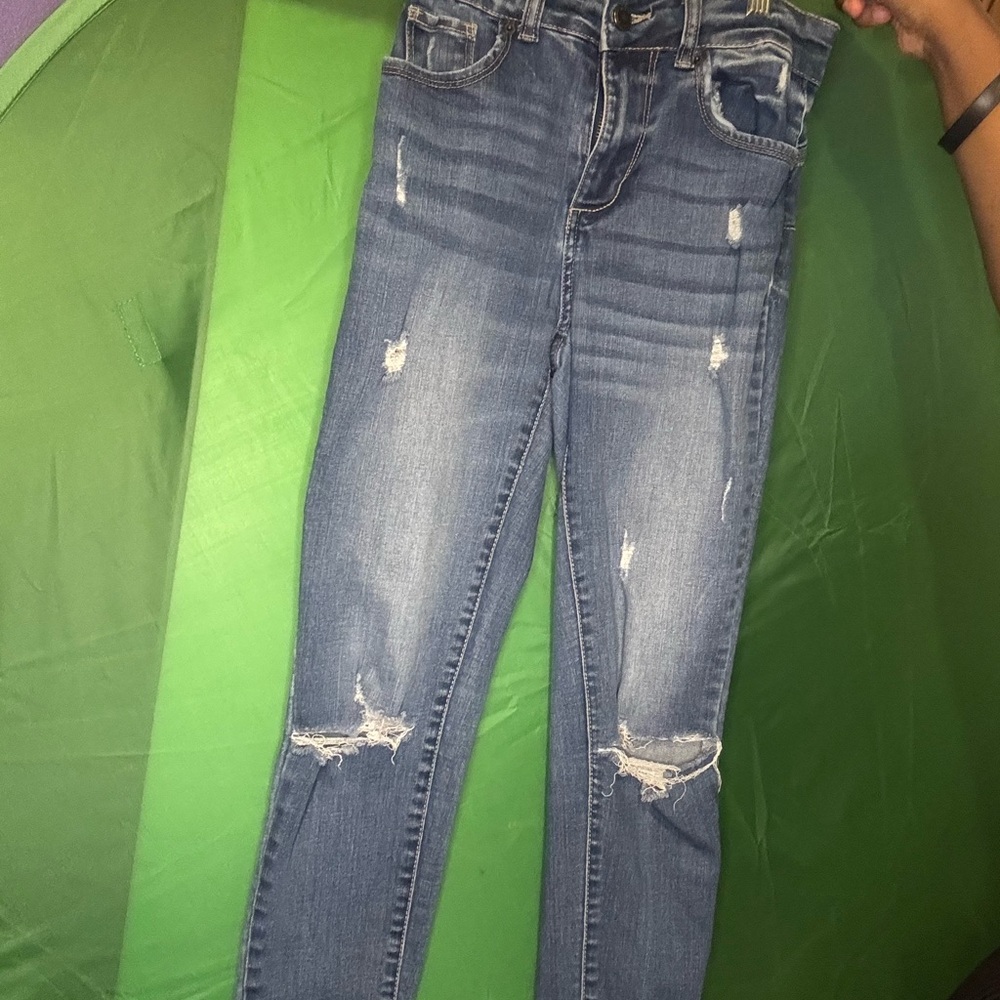 Stylish Blue Distressed Women's Jeans